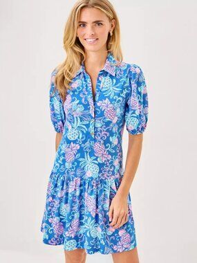 NWT Lily Pulitzer Bingley Dress Sunwashed Blue Citrus Crush